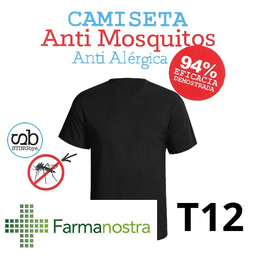 Camiseta antimosquitos stingbye camiseta manga corta  | talla t12 | color negro
